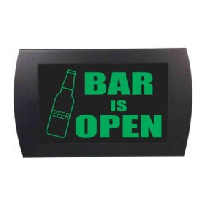 American Recorder Technologies Bar Is Open Beer Bottle LED Sign - Green