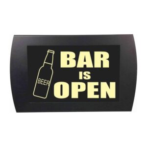 American Recorder Technologies Bar Is Open Beer Bottle LED Sign - Yellow
