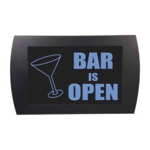 American Recorder Technologies Bar Is Open Martini Glass LED Sign - Blue