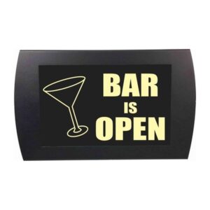 American Recorder Technologies Bar Is Open Martini Glass LED Sign - Yellow