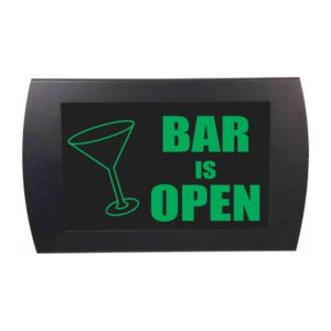 American Recorder Technologies Bar Is Open Martini Glass LED Sign - Green