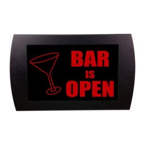 American Recorder Technologies Bar Is Open Martini Glass LED Sign - Red