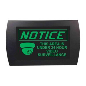 American Recorder Technologies Notice 24 Hour Video Surveillance LED Sign - Green