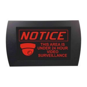 American Recorder Technologies Notice 24 Hour Video Surveillance LED Sign - Red