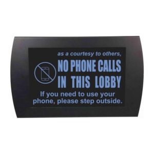 American Recorder Technologies No Phone Calls in Lobby LED Sign - Blue