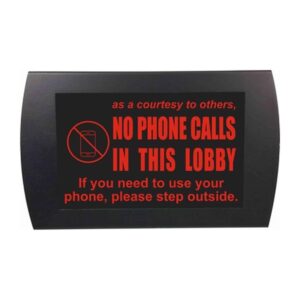 American Recorder Technologies No Phone Calls in Lobby LED Sign - Red