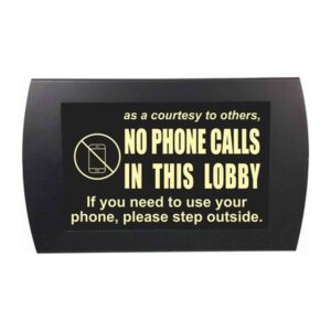 American Recorder Technologies No Phone Calls in Lobby LED Sign - Yellow