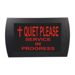 American Recorder Technologies Quiet Please Service in Progress Cross LED Sign - Red