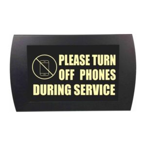 American Recorder Technologies Turn Off Phones During Service LED Sign - Yellow