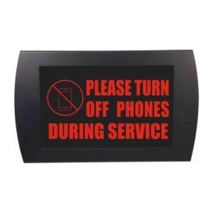 American Recorder Technologies Turn Off Phones During Service LED Sign - Red